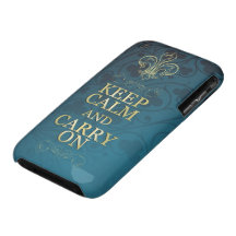 Aqua Blue with Spades- Keep Clam and Carry On iPhone 3 Case-Mate Cases
