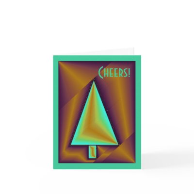 Aqua Brown Christmas Tree Cards by ebroskie1234