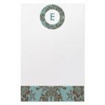 Aqua Brown Damask Customisable Monogram