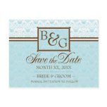 Aqua & Brown Save The Date Postcard