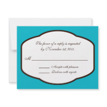 Aqua Brown & White Reply / RSVP Cards Personalized Announcement