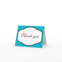 Aqua Brown & White Thank You Note Cards