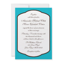 Aqua Brown & White Wedding Invitations