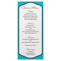 Aqua Brown & White Wedding Reception Menus Rack Card