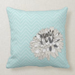 Aqua Chevron chrysanthemum  pattern pillow pillows