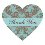 Aqua Chocolate Damask Thank You