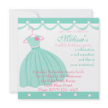 Aqua dress and festooning invitations
