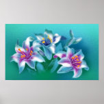 Aqua Floral Posters posters