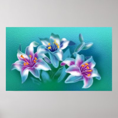 Aqua Floral Posters by naturetees