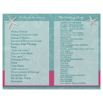 Aqua & Fuchsia Beach Wedding Ceremony Programs Flyer Design