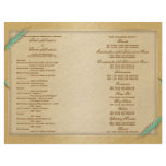 Aqua gold wedding program wheat flyers