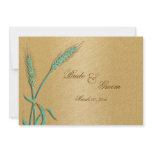 Aqua gold wedding wheat "response cards"