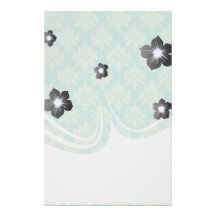 aqua green damask stationery design