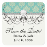 aqua green damask stickers