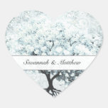 Aqua Grey Damask Heart Leaf Tree Wedding Seal Stickers