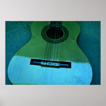 Aqua Guitar Poster