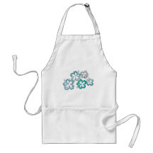 Aqua Hibiscus Blooms Aprons