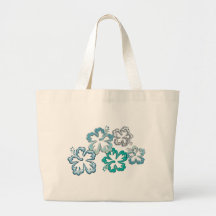 Aqua Hibiscus Blooms Bag