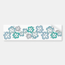 Aqua Hibiscus Blooms Bumper Stickers