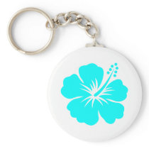 Aqua hibiscus flower design keychains
