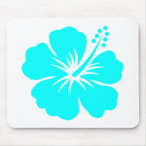 Aqua hibiscus flower design mousepad