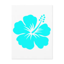 Aqua hibiscus flower design post card