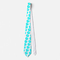 Aqua hibiscus flower design tie