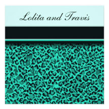 Aqua Leopard Wedding Invitation