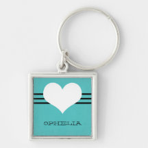 Aqua Modern Heart Premium Keychain