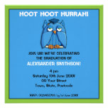 Aqua Owl Grad aqua green Graduation Party Invite