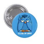 Aqua Owl Grad aqua Round Graduation Button