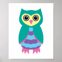 Aqua Owl Poster