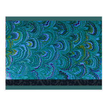 Aqua Peacock Feathers RSVP Post Card