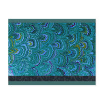 Aqua Peacock Feathers RSVP Post Card