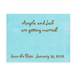 Aqua Polka Dot Save the Date postcards