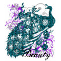 Aqua Purple Peacock, Customised Text Design t-shirts