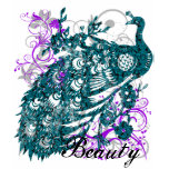 Aqua Purple Peacock, Customised Text Design t-shirts