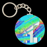 Aqua Rainbow Abstract Keychains