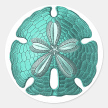Aqua Sand Dollar Round Sticker