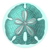 Aqua Sand Dollar Round Sticker