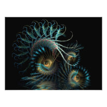 Aqua Shell Swirl Fractal Art Photo