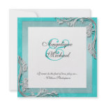 Aqua silver wedding anniversary engagement personalized invitations