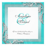 Aqua silver wedding anniversary engagement personalized invitation
