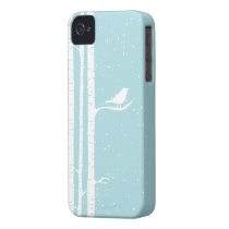Aqua Snowy Birch Trees Iphone 4 Case-mate Cases