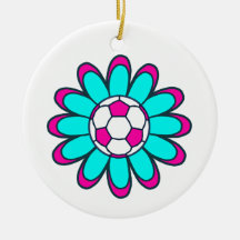 Aqua Soccer Girl Christmas Ornaments