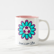Aqua Soccer Girl Coffee Mugs