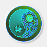 Aqua Swirls Yin Yang Fridge Magnet