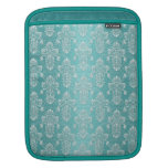 Aqua Teal and White Damask Sleeve For iPads