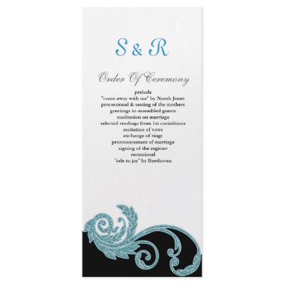 aqua Wedding program Customized Rack Card by blessedwedding