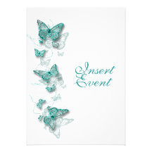 aqua white birthday engagement wedding personalized invitation